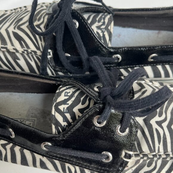 Sperry Top Sider Womens Black White Zebra Print Boat Shoes, Size 9.5 - Picture 9 of 11